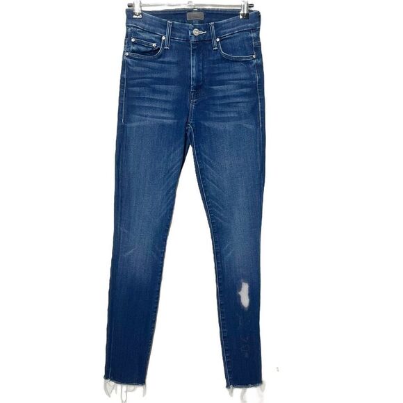 MOTHER Looker Ankle Fray Jeans Women’s Size 24 High Waist Tongue And Chic - Picture 1 of 15